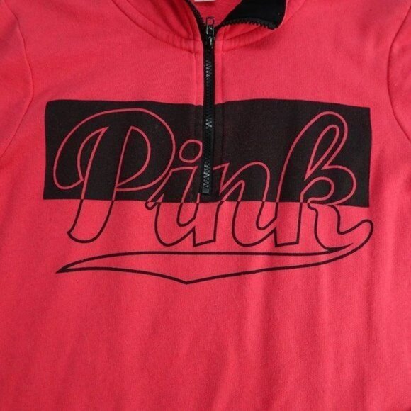 Pink Victoria's Secret Red Quarter Zip Shirt Small - Picture 3 of 5